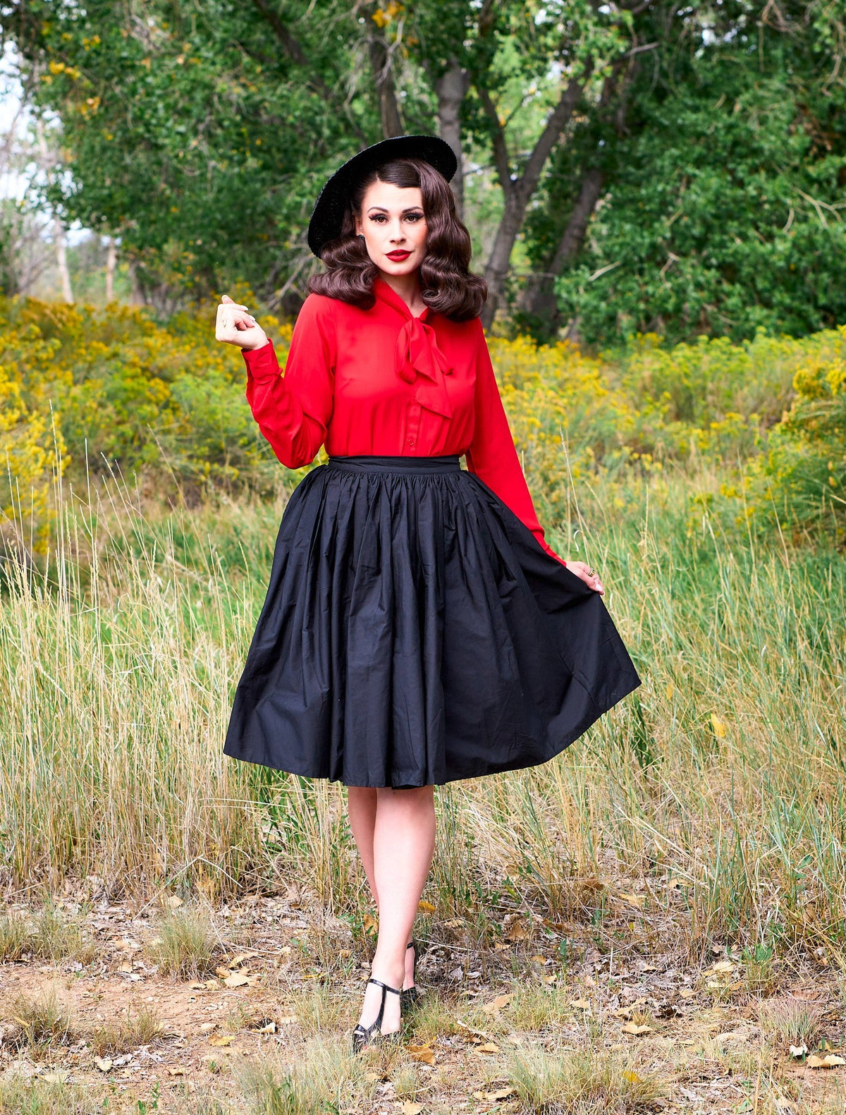 Helen Retro Blouse in Red - Plus Sizes only
