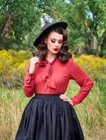Helen Retro Blouse in Cognac - 3X only