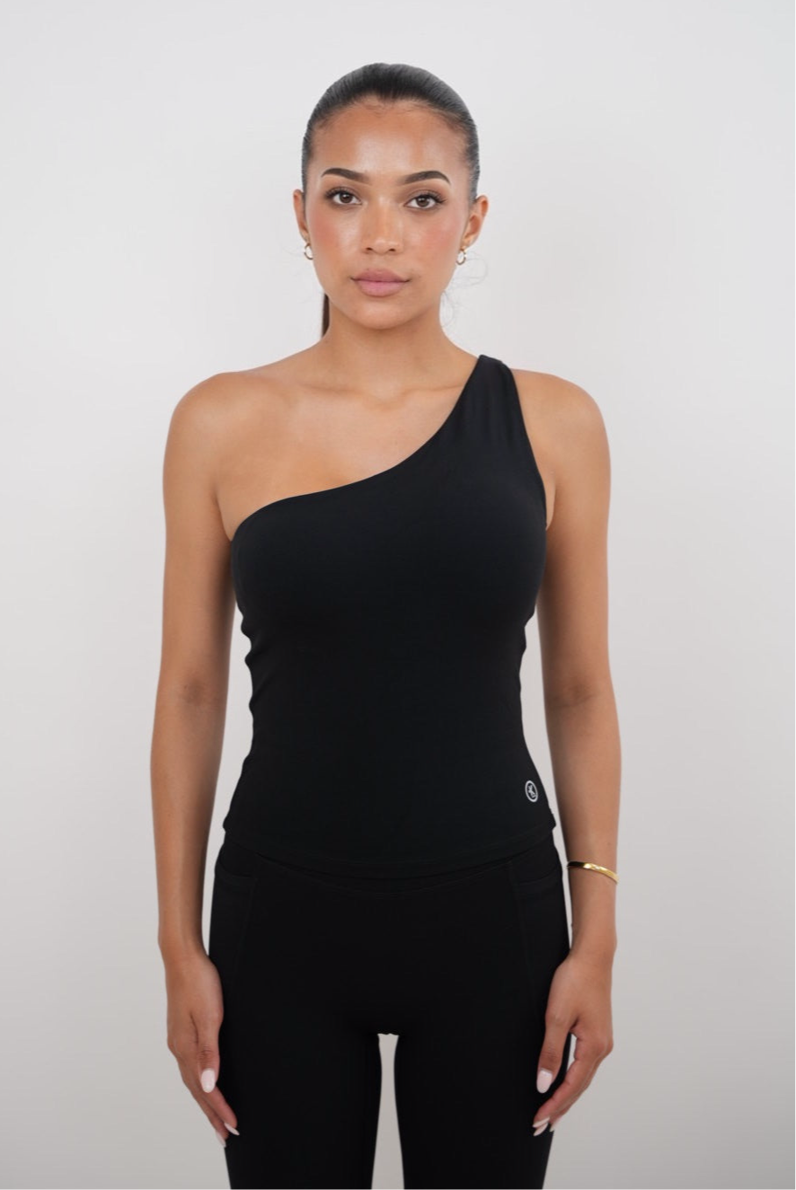 I Am Wealthy Black One Shoulder Top