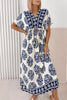 Floral Print Contrast Patchwork V Neck Dolman Dress test
