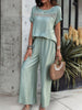 Round Neck Short Sleeve Top and Pants Set test