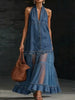Full Size Halter Neck Dress with Sheer Tulle Ruffle Hem Plus Size test