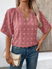 Ivy Lane Swiss Dot Notched Half Sleeve Blouse test