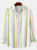 Men's Striped Long Sleeve Button-Up Shirt test