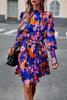 Devine Printed Tie Waist Mock Neck Lantern Sleeve Dress test