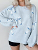 Bow Round Neck Dropped Shoulder Sweater test