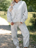 Abstract Print Loose Drop Sleeve Hoodie and Elastic Waistband Pants Set