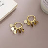 18K Gold-Plated Drop Hoop Earrings with Dangling Disc Charms test