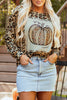 Pumpkin Graphic Leopard Round Neck Long Sleeve Sweatshirt test