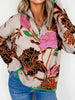 Floral Pattern Knit Quarter Zip Stand Neck Sweater test