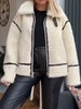 Contrast Trim Zip Up Sherpa Outerwear test