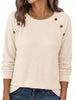 Decorative Button Waffle Knit Long Sleeve T-Shirt test