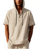 Men's Full Size Casual Short Sleeve Hooded Shirt Plus Size test