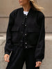 Pocketed Snap Down Baseball Collar Jacket test
