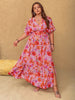 Plus Size Slit Floral V-Neck Half Sleeve Maxi Dress test