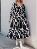 Perfee Smocked Printed Long Sleeve Midi Dress test