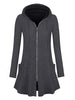 Longline Hooded Zip-Up Cardigan Coat with Flared Hem test