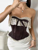 Crochet Lace Strapless Boned Corset Lace‑Up Waist Cincher Tube Top test