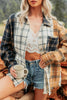 Multicolour Plaid Button-Up Long Sleeve Shift Silhouette Shacket test