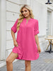 Notched Long Sleeve Mini Shirt Dress test