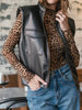 Leather Sleeveless Vest Coat with Zipper Closure test