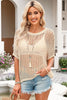 Openwork Round Neck Half Sleeve Knit Top test