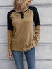 Ivy Lane Contrast Buttoned Round Neck Raglan Sleeve Top test