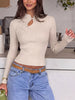 Chinese-Style Knot Detail Ribbed Knit Top test
