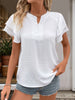 Perfee Swiss Dot Notched Short Sleeve Blouse test