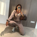 Women's Wide-Rib Knit Zip Hoodie & Jogger Pants Set