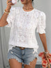 Elegant Eyelet Puff Sleeve Blouse test