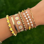 7 Piece Gold Floral Bracelet Set