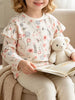 Children's Floral Print Ruffle-Sleeve Crew Neck Sweatshirt test