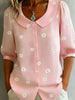 Daisy Print Peter Pan Collar Button-Down Shirt test