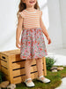 Children's Striped Floral Print Ruffle Sleeve Dress test