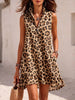 Sleeveless Leopard Print Zipper-Neck Ruffle Hem Mini Dress test