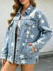 Star Print Distressed Oversized Denim Jacket test