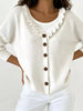 Ruffled Neckline Button-Up Cardigan test