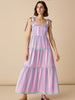 Striped Tiered Maxi Summer Dress with Bow Shoulder Ties test