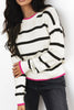 Striped Round Neck Drop Shoulder Sweater test