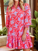 Floral Print Ruffle Hem Shirt Dress test
