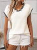 Contrast Trim V-Neck Short Sleeve Knit Top test