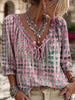 Full Size Tie Neck 3/4 Sleeve Blouse Plus Size test