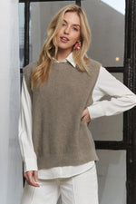 ADORA Round Neck Vest with Slight Open Back - Shopimist