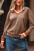 Contrast Trim V-Neck Sweater test