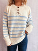 Striped Button Detail Long Sleeve Sweater test