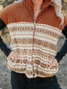 Geometric Print Fleece Metal Zipper Collar Patchwork Design Vest test