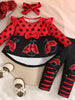 Children's Ladybug Print Ruffle Trim Top and Pants Set test