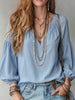 Full Size Notched Balloon Sleeve Blouse Plus Size test