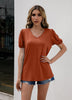 Ivy Lane V-Neck Decorative Buttons Puff Sleeve Tee test